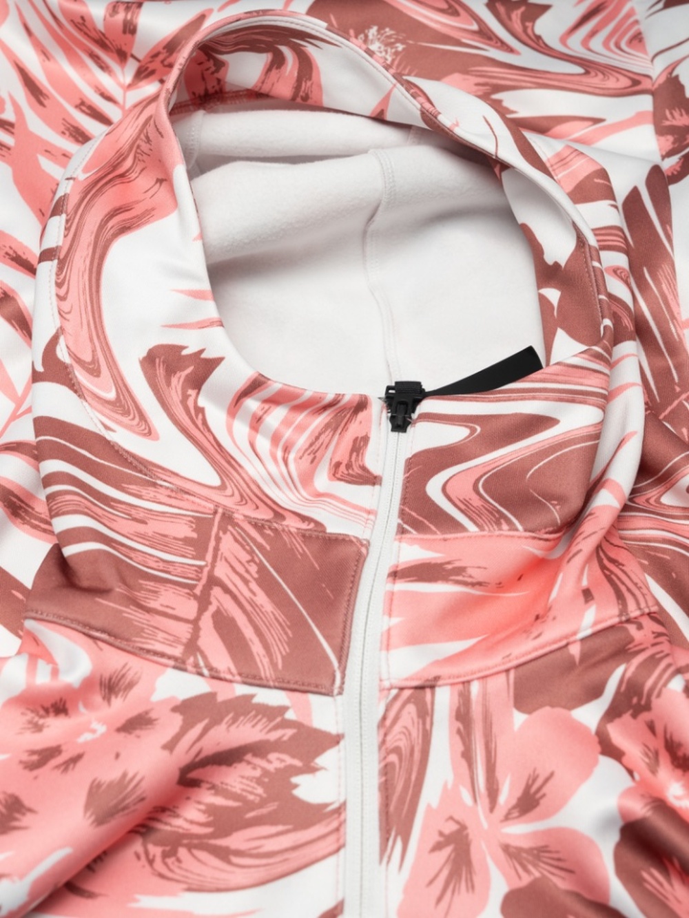 J.Lindeberg - Aerial Print Quarter Zip Hood Pink Floral Golf Pullover - Picture 9 of 9